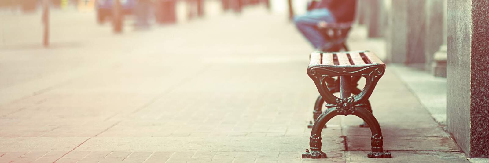 Empty bench in Calgary's downtown